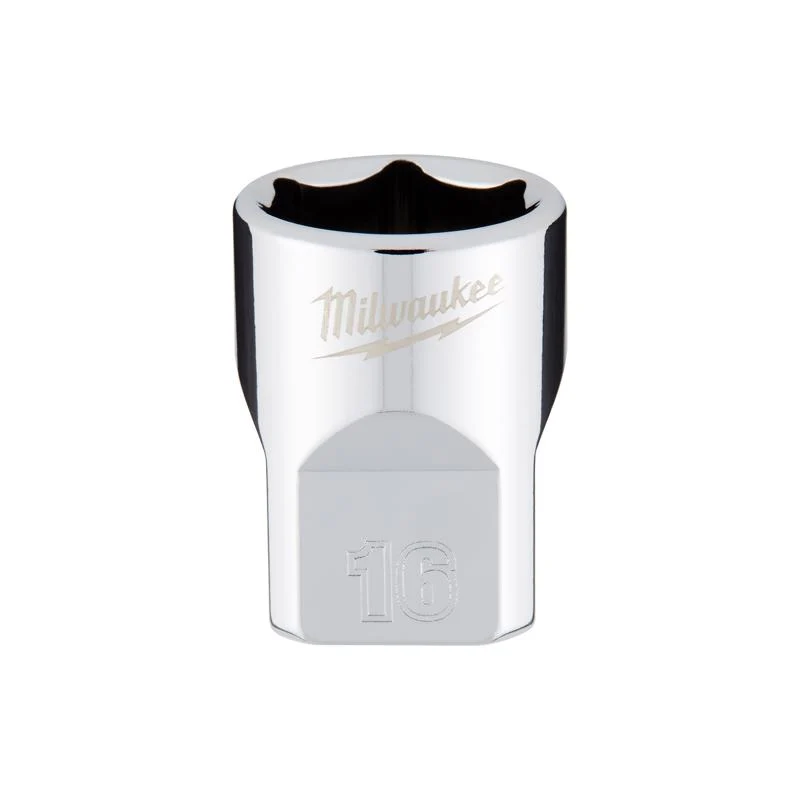 Dado estándar de 6 puntas métrico de 16 mm x 3/8 pulg. de Milwaukee, 1 pieza
