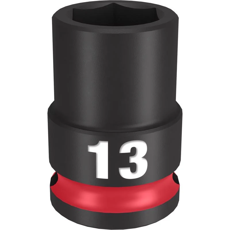 Dado de impacto estándar métrico de 6 puntas Milwaukee Shockwave de 13 mm x 3/8 pulg., 1 pieza