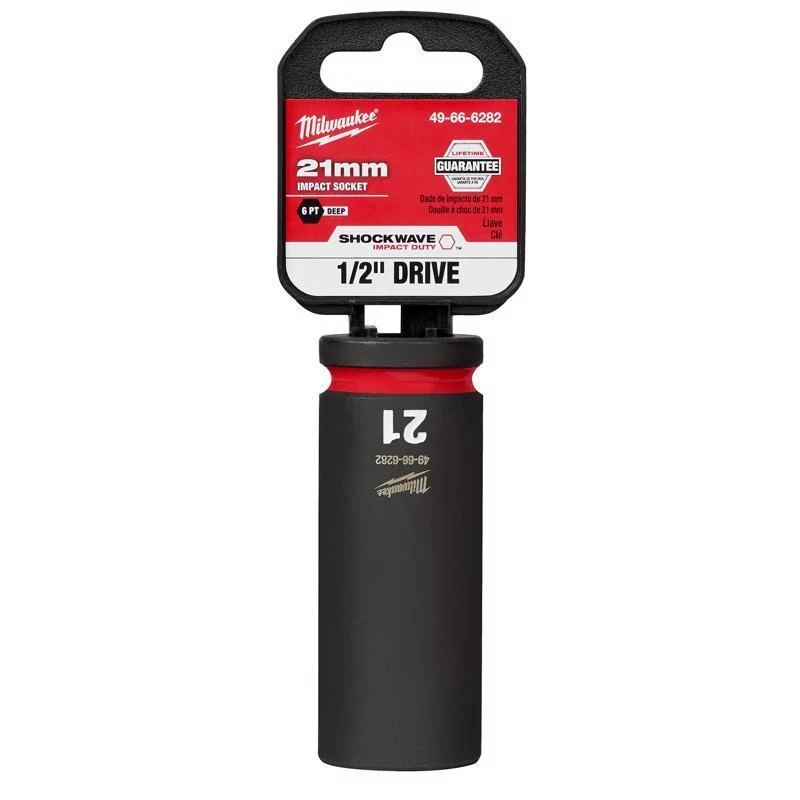 Dado de impacto profundo Milwaukee Shockwave de 21 mm x 1/2 pulg., métrico/SAE, de 6 puntas, 1 pieza