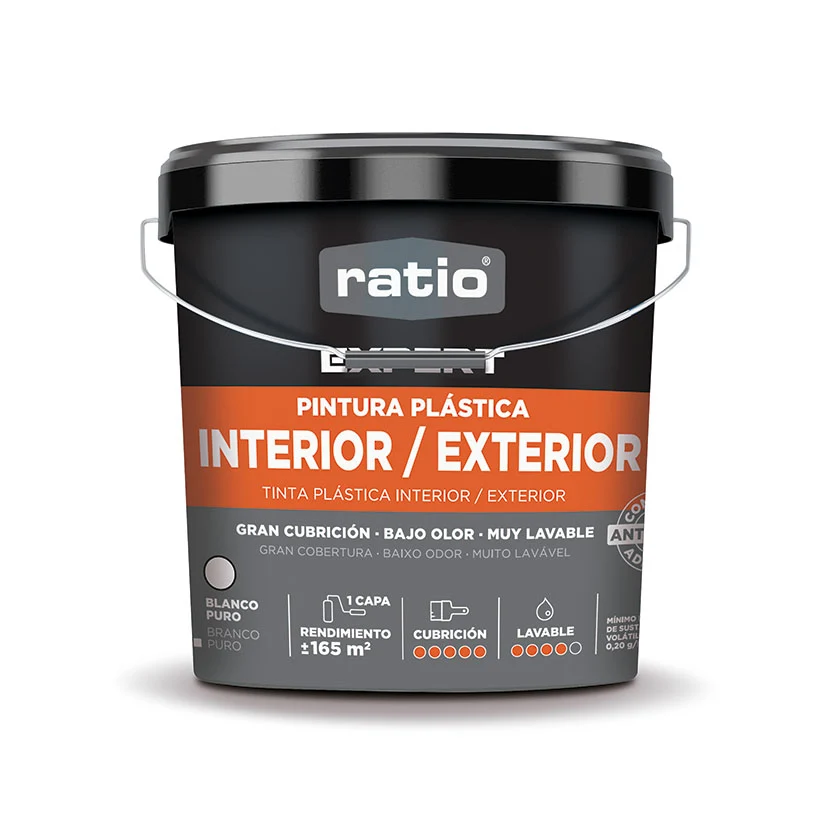 Pintura plástica interior-exterior Expert blanco mate RATIO con Adhesivo de Fijación