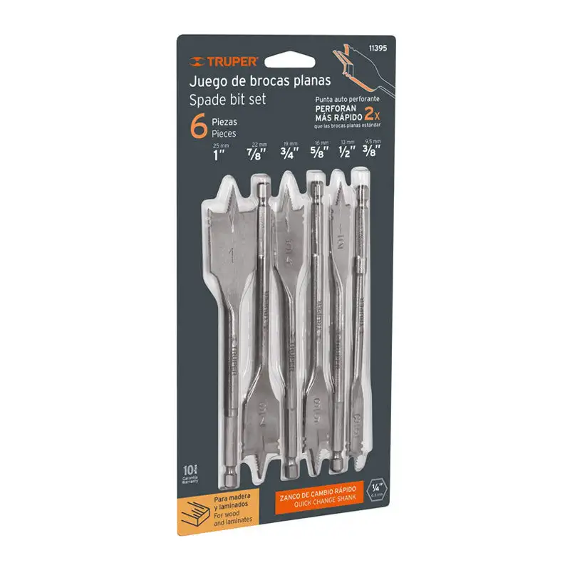 Brocas de Avance Rápido Juego de brocas planas de manita, 6 piezas, truper
