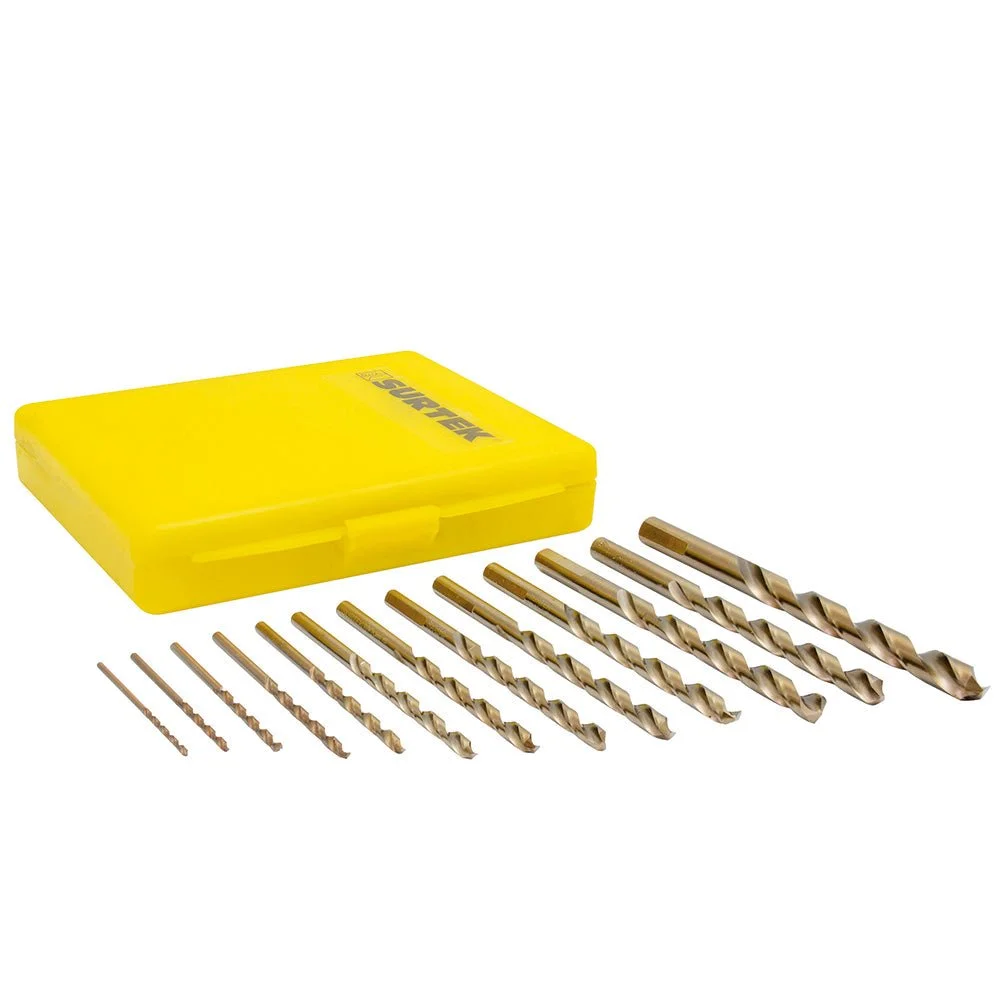 Juego de 13 brocas con cobalto de acero de alta velocidad zanco recto surtek. Juego de 5 Piezas
