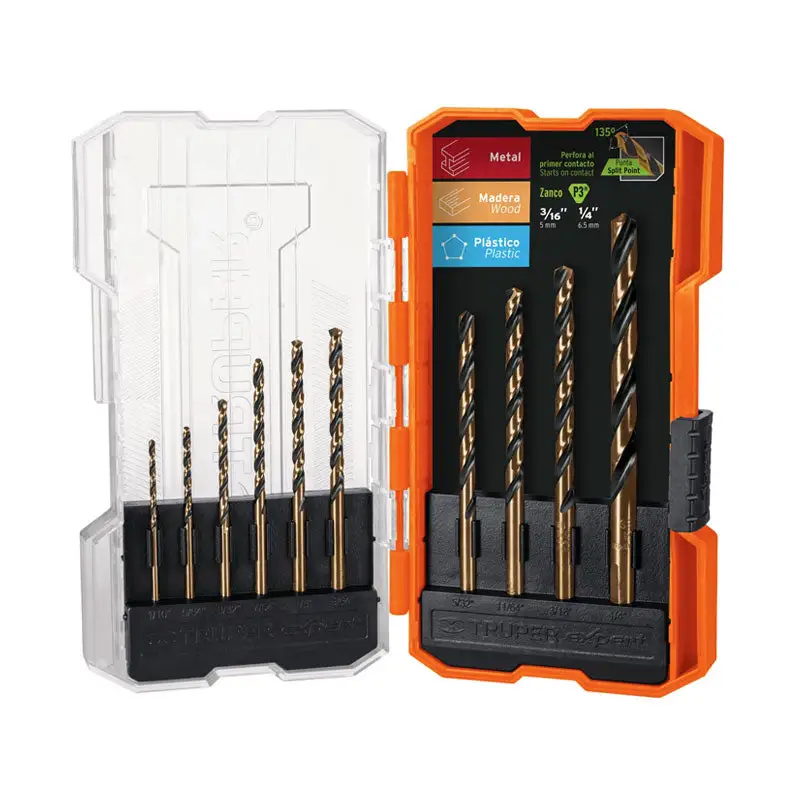 Juego de 10 brocas hss para acero en estuche, truper expert
