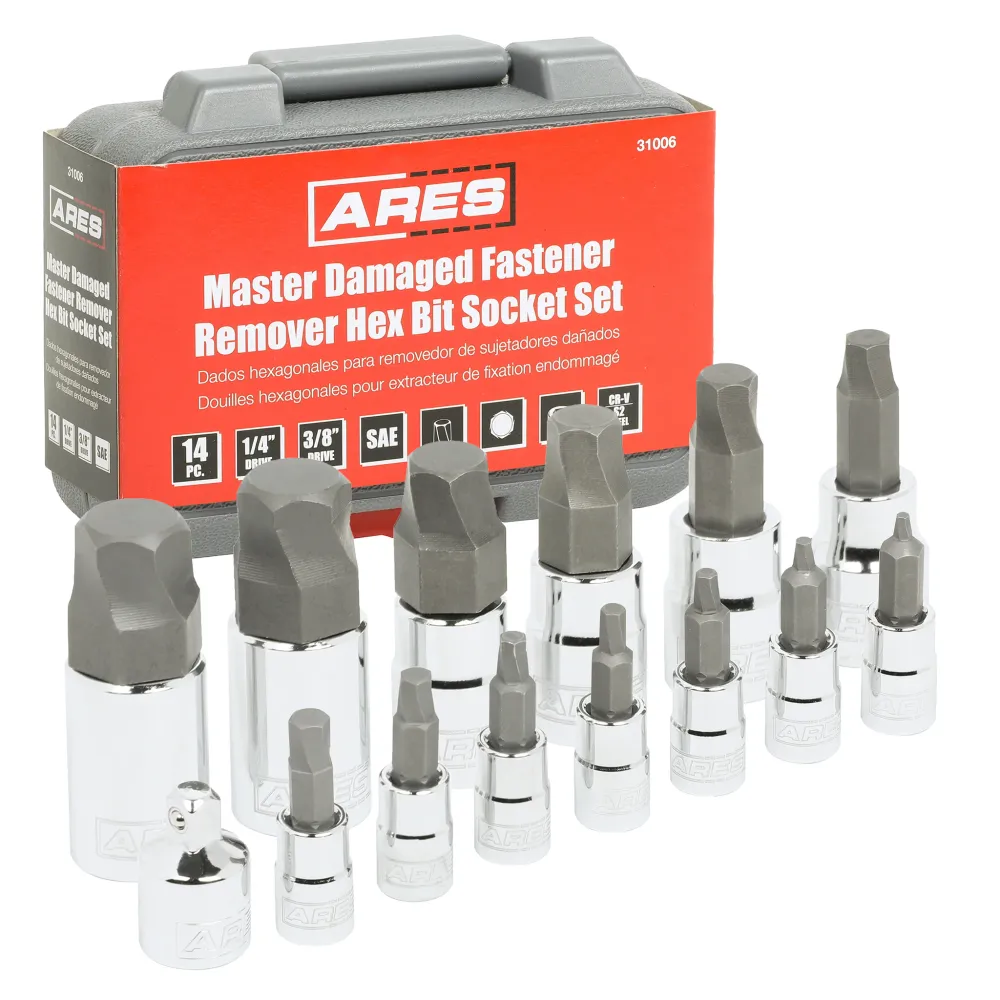 ARES 31006 - Juego de 14 piezas de dados con punta hexagonal para quitar sujetadores dañados SAE para Odontologí General