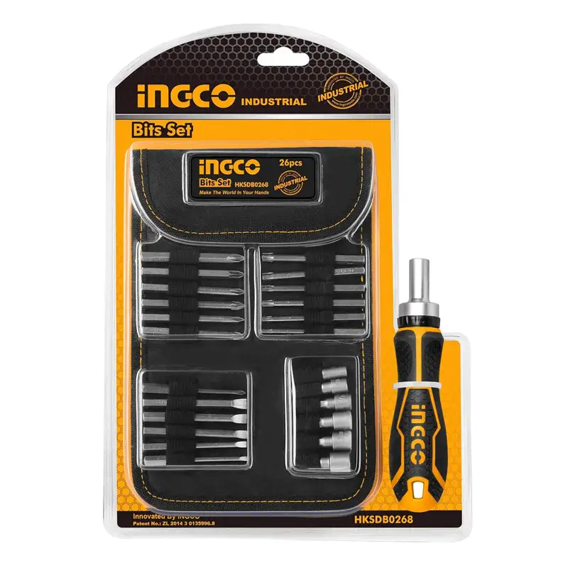Juego de puntas para destornillador con 26 piezas, hksdb0268 ingco de Acero Inoxidable
