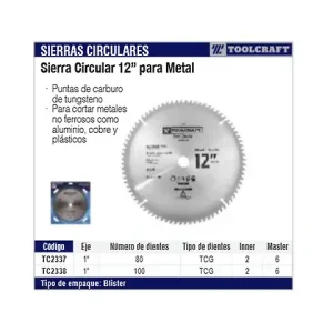 Sonda Periodontal Toolcraft tc2338 disco sierra circular 12plg no ferroso eje 1plg 100 dientes