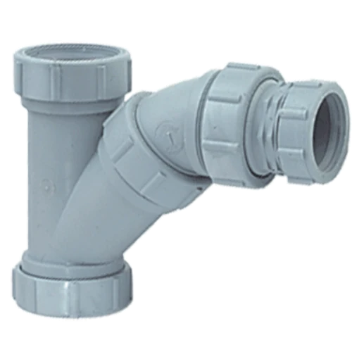 4" X 1-1/2" Mechanical Joint Polypropylene Flame Retardant Chemical Waste 1/8 (45°) Bend Reducing Wye Combination W37451