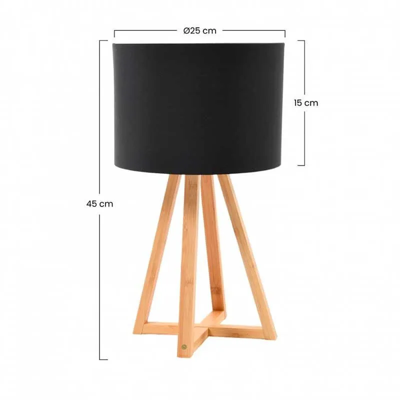 Lámpara de mesa Eko 7hSevenOn Deco E14 40W negro/natural Ø25x45 cm