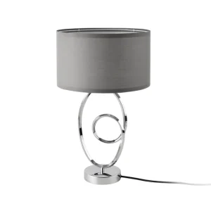 Lámpara de mesa Torquay 1xE14 40 W metal/tela 42xØ28cm - Cromado/Gris