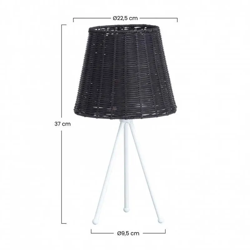 Lámpara de mesa Yuan 7hSevenOn Deco E27 negro/blanco Ø22,5x37 cm