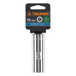 DADO CROMADO TUBULAR HEXAGONAL ENCASTRE 1/2 x 19MM TRUPER Compatible con Sistema ProTaper