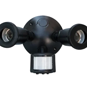 Porta spot doble con sensor de movimiento aec-308 negro | Resistente la Intemperie |