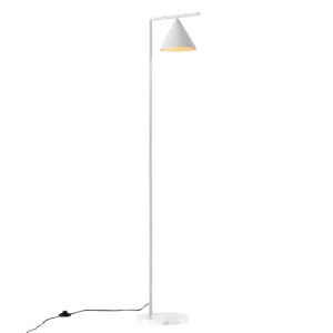 Lámpara de pie Leicester carcasa cónica 1 x E27 altura 160 cm acero mármol blanco