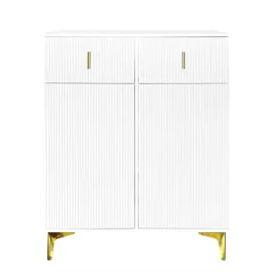 Aparador moderno - 2 puertas con estantes regulables y 2 cajones - Blanco