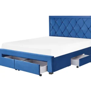 Cama con almacenaje de terciopelo gris nítido 160 x 200 cm LIEVIN