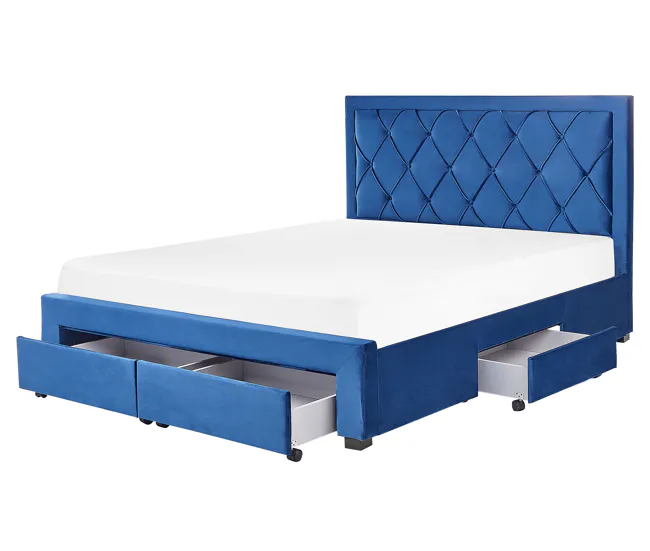 Cama con almacenaje de terciopelo gris nítido 160 x 200 cm LIEVIN