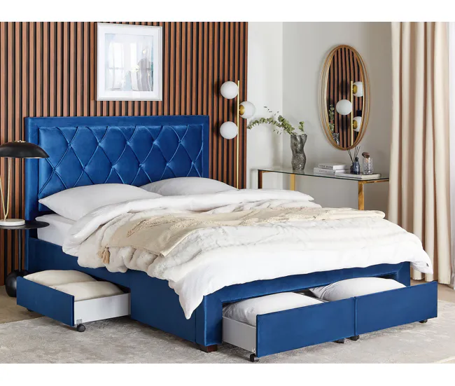Cama con almacenaje de terciopelo gris nítido 160 x 200 cm LIEVIN