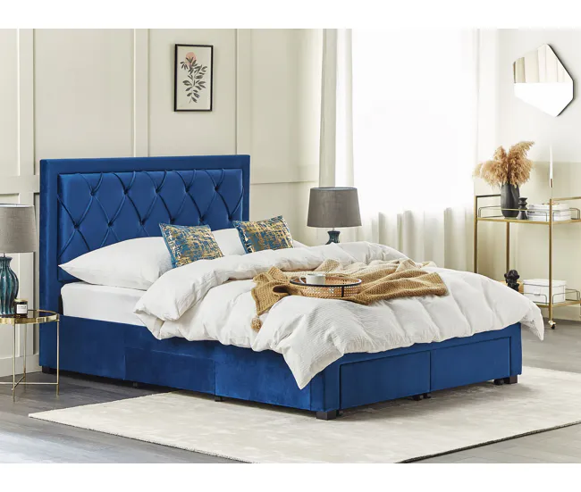 Cama con almacenaje de terciopelo gris nítido 160 x 200 cm LIEVIN