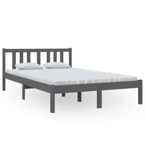 Estructura de cama madera maciza gris 120x200 cm compatible con Portamachos Estándar