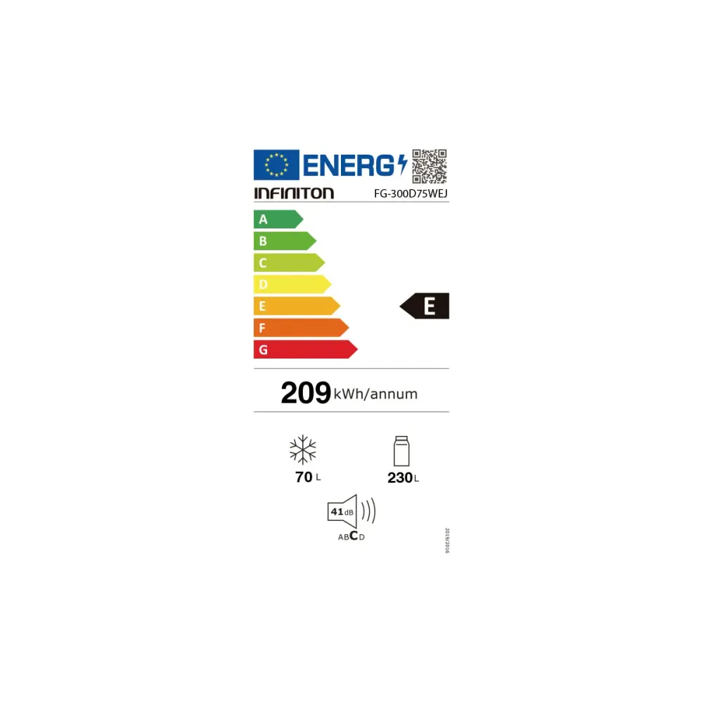 Frigorífico de 2 puertas Infiniton FG-300D75WEJ Defrost 300L E blanco 174,5 cm