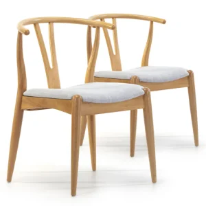 HSS-G con Ranuras Pack 2 sillas Rustic Color Roble, Madera Maciza, 55 cm (Largo) 54,5 cm (Profundo) 76 cm extenso