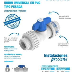 LLave paso doble union universal s/rosca 1/2" macizo - PCP