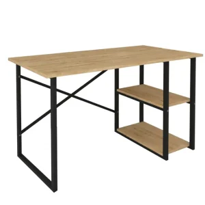 Mesa Escritorio Rus 2 Estantes Industrial Roble y Negro 120 cm | Con Estuche Protector