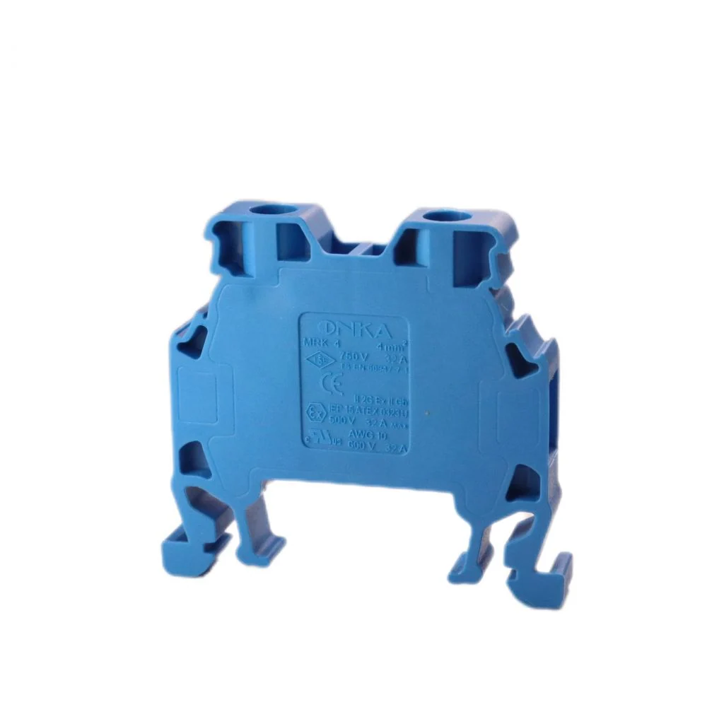 ONKA 4mm2 Regleta de bornes de carril DIN de 2 hilos azul, 1010025