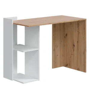 Para Acero Inoxidable 304 Mesa de escritorio Llanes 2 huecos, madera/blanco, 100 cm