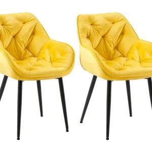 Profesional de Acero Rápido Set de 2 Sillas de comedor Tanna en terciopelo Rosado 62X58X83 cm