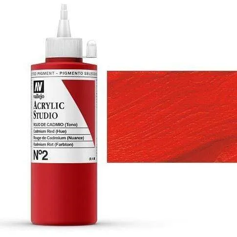 Profesional de Acero Rápido Vallejo acrilico studio 200ml 02 Rojo de cadmio tono