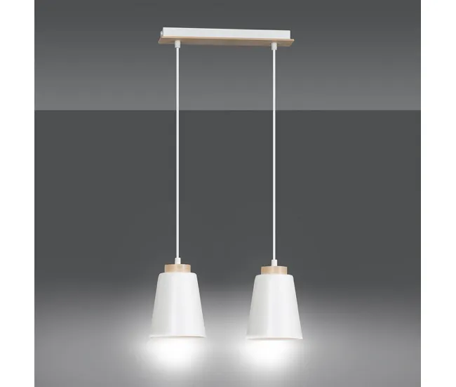 Regleta de techo Lasso Blanco (2 luces) Madera - Metálico Nórdico | Con Estuche Protector