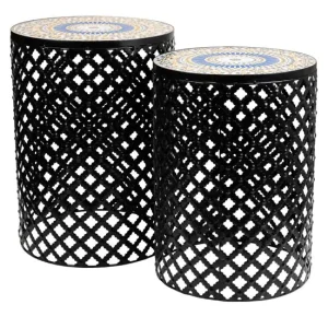 Set 2 soportes de mosaico y acero Negro