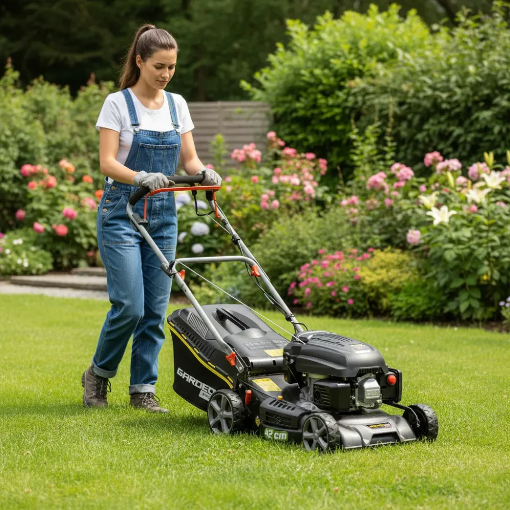 Tondeuse thermique autotractée 144.3cc - 46 cm - mulching - livrée avec deux lames