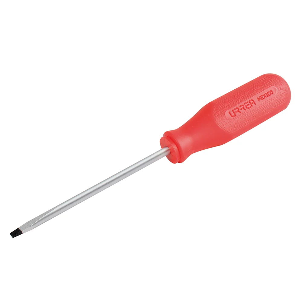 Alta Resistencia para Metales Duros Destornillador con mango rojo, punta plana barra redonda 5/16" x 6" Urrea