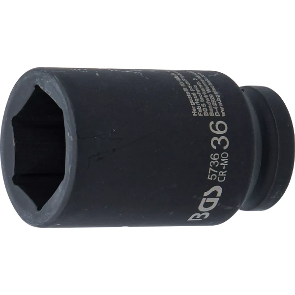 Alta Resistencia para Metales Duros LLAVE DE VASO DE IMPACTO LARGA HEXAGONAL | 3/4" | 36 MM