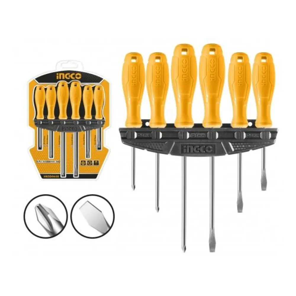 JUEGO DE DESTORNILLADOR 6 PCS INGCO HKSD0658 : Serie para Latón