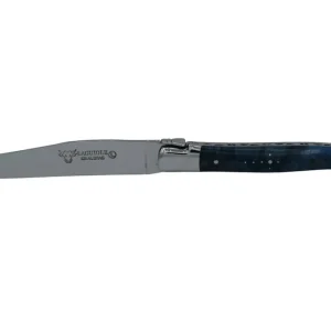 Laguiole en Aubrac Handcrafted 6-Piece Steak Knife Set ñil Poplar Burl Handles, Polished Bolster