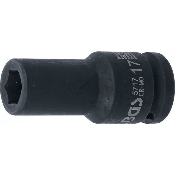 LLAVE DE VASO DE IMPACTO LARGA HEXAGONAL | 3/4" | 17 MM con Aceite Cortante
