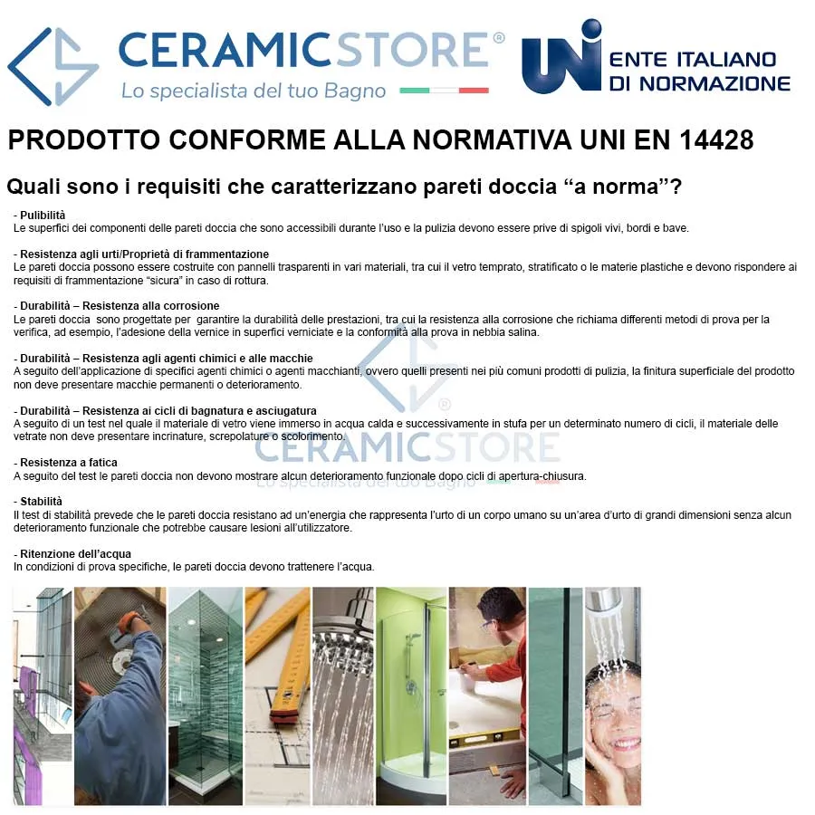 Porta doccia scorrevole per nicchia da 160 cm cristallo da 6 mm con profilo alluminio Cromato lucido versione Destra