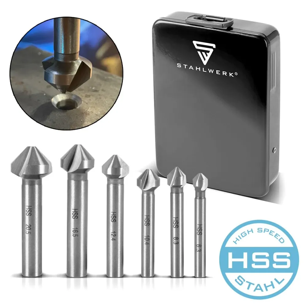 Steelwork HSS Cone Pen 6 Conjunto 90 ° 6.3-20.5 mm DIN 335 Formulario C Senker | Deutzenker | Drill Senk | Ansenker | Freg...