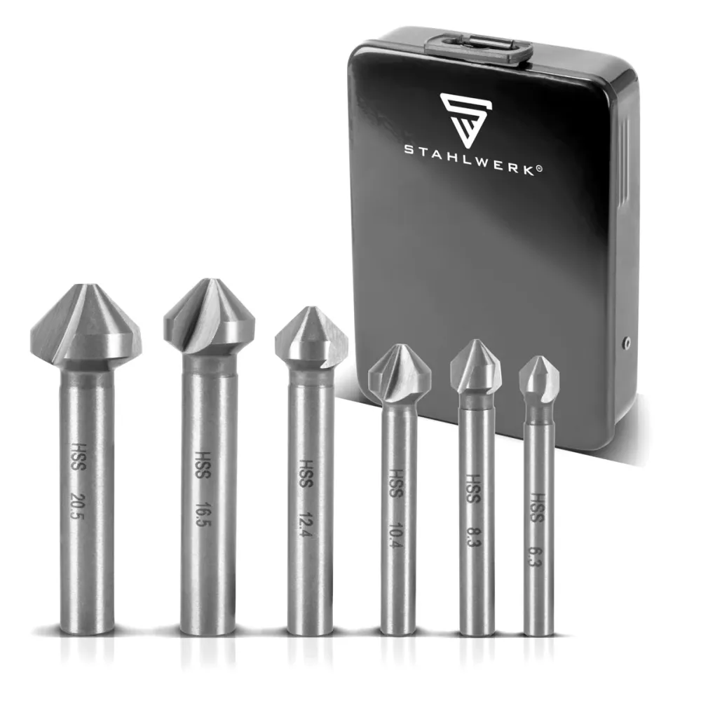 Steelwork HSS Cone Pen 6 Conjunto 90 ° 6.3-20.5 mm DIN 335 Formulario C Senker | Deutzenker | Drill Senk | Ansenker | Freg...