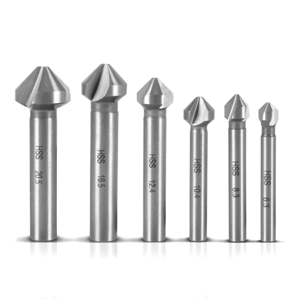 Steelwork HSS Cone Pen 6 Conjunto 90 ° 6.3-20.5 mm DIN 335 Formulario C Senker | Deutzenker | Drill Senk | Ansenker | Freg...