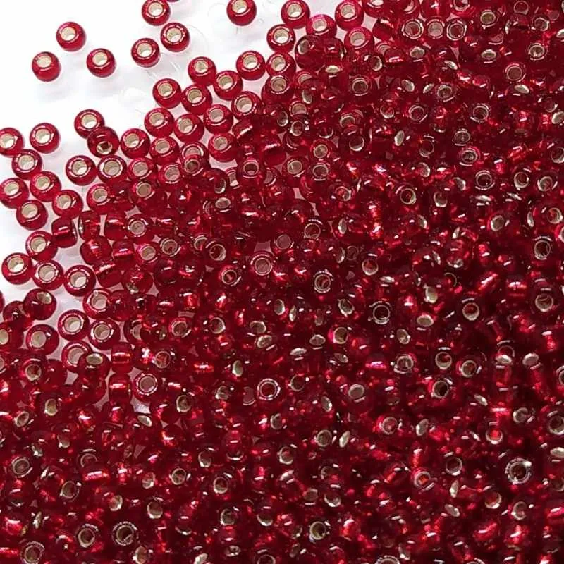 8/0 MIYUKI - rocalla - Ruby Argénteo Lined - 1gr.