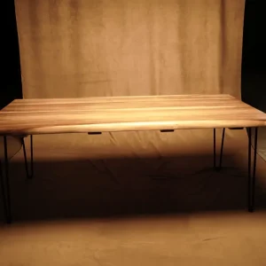 Macho de Roscado Mesa de Madera de Suar Maciza con Patas Metálicas - Estilo Industrial Rústico