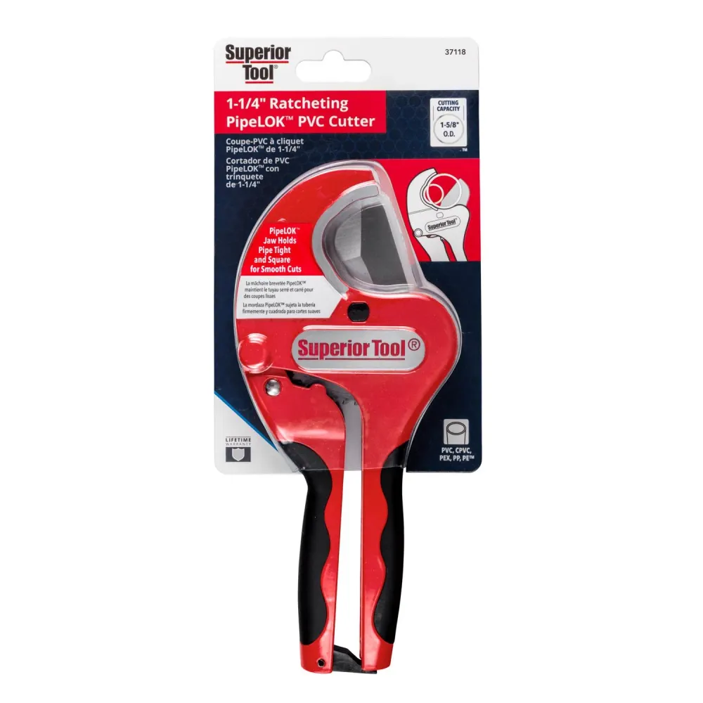 Cortador de tubos con trinquete Superior Tool de 1-5/8 pulg. y 10 pulg. de largo, color negro y rojo, 1 pieza