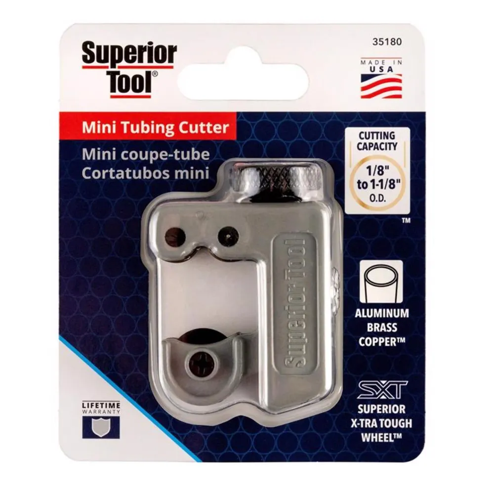 Minicortador de tubos Superior Tool de 1-1/8 pulg., color negro y gris, 1 pieza