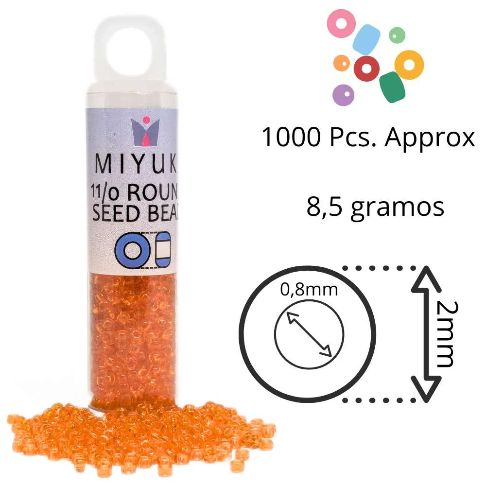 Macho para Metales Tubo Rocallas Miyuki 11/0 "Transparent Orange" Color 138