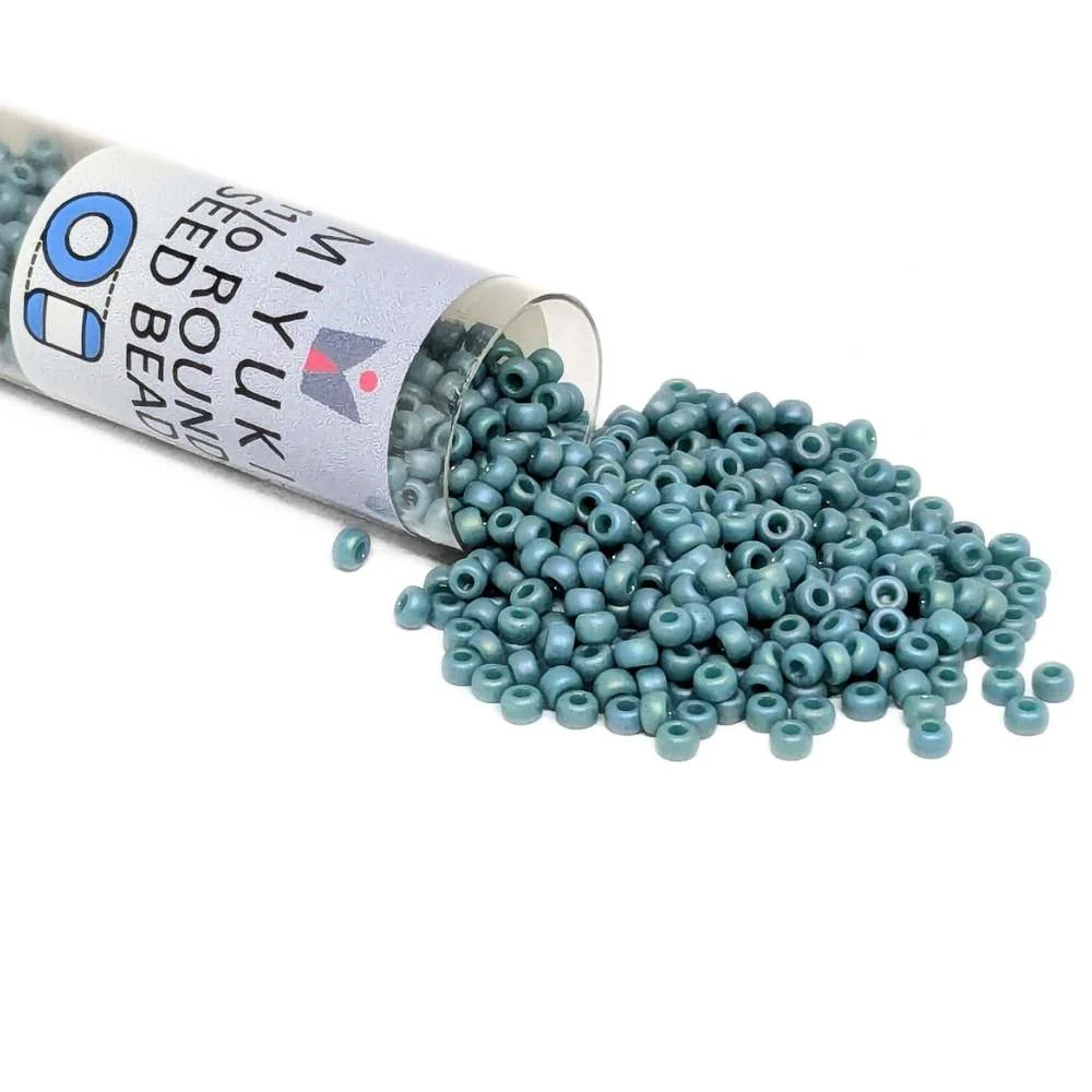 Tubo Rocallas Miyuki 11/0 Frosted Opaque Glaze Arcoíris Peacock 4702 con Portamachos Incluido