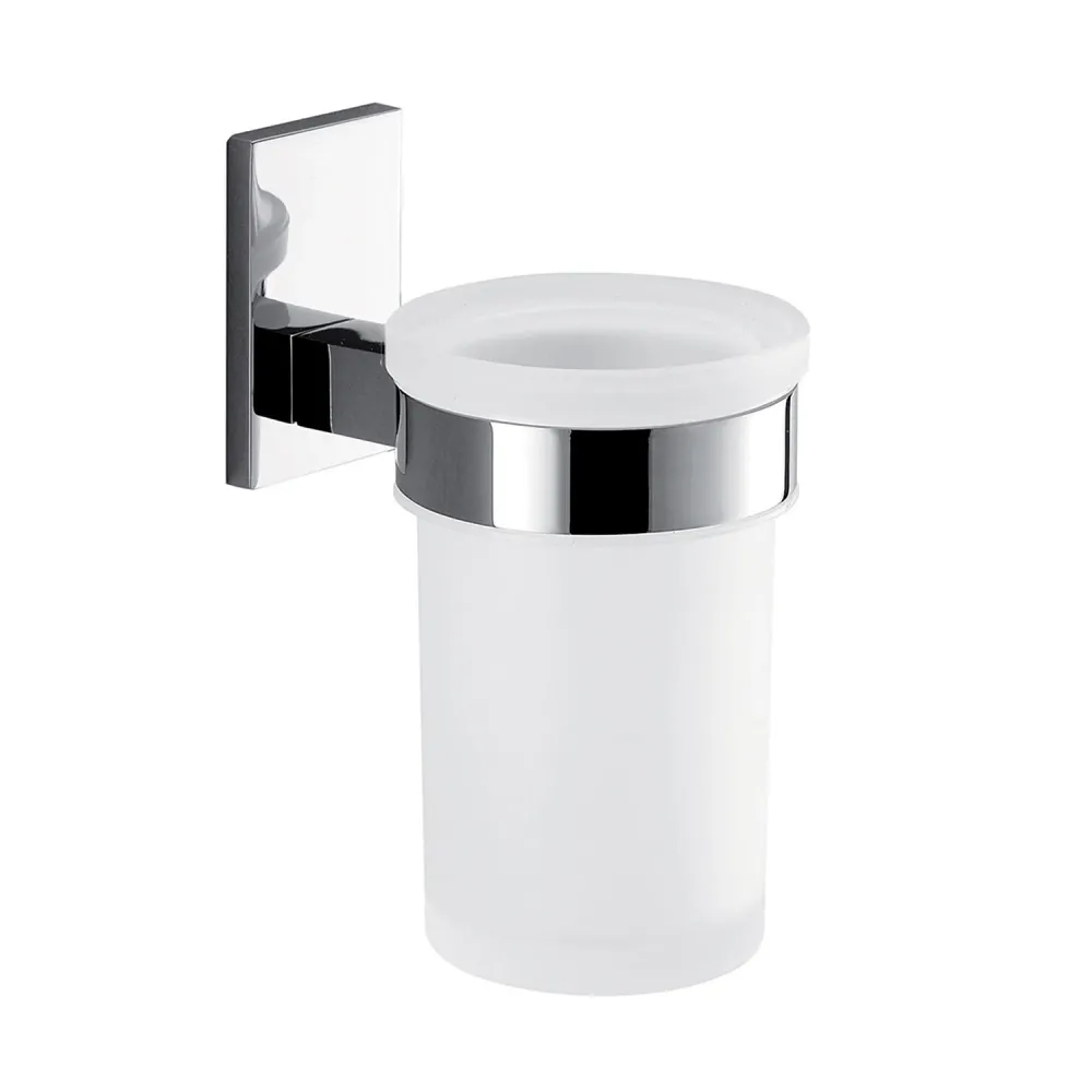 Tirador de Puerta de Acero 7810-13 Gedy Portaspazzolini Maine en acero inoxidable, Cromall y vidrio esmerilado para fijaci...